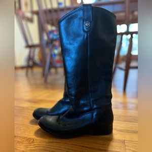 Frye Melissa button 2 wide calf boot in black